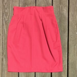 Red Knee-Length Pleated Pencil Skirt
